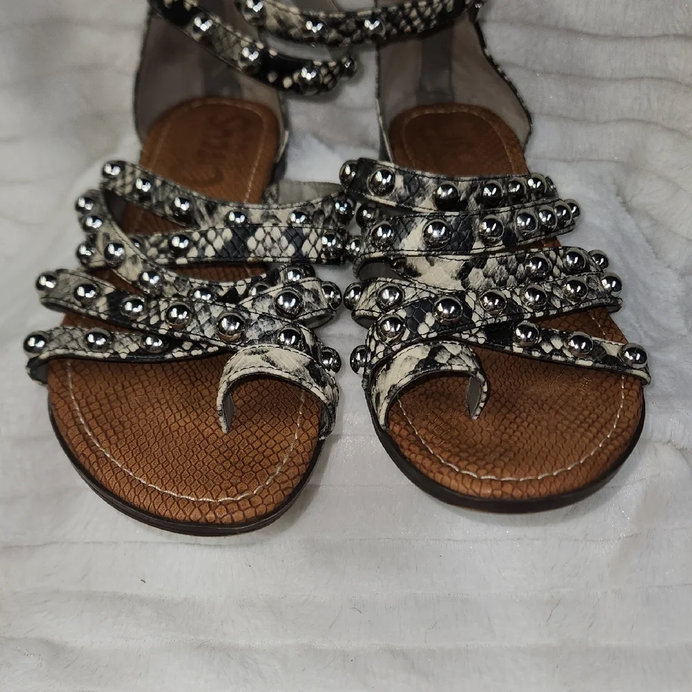 Studded Python Print Sandals - Picture 5 of 8